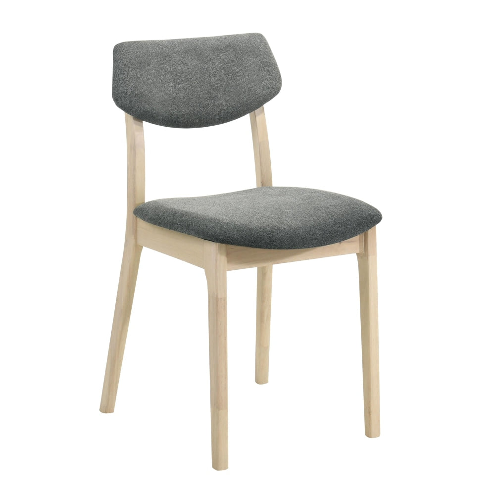 Set Of 2 Soye Wooden Fabric Kitchen Dining Chair - White Washed Oak & Grey Fast shipping On sale