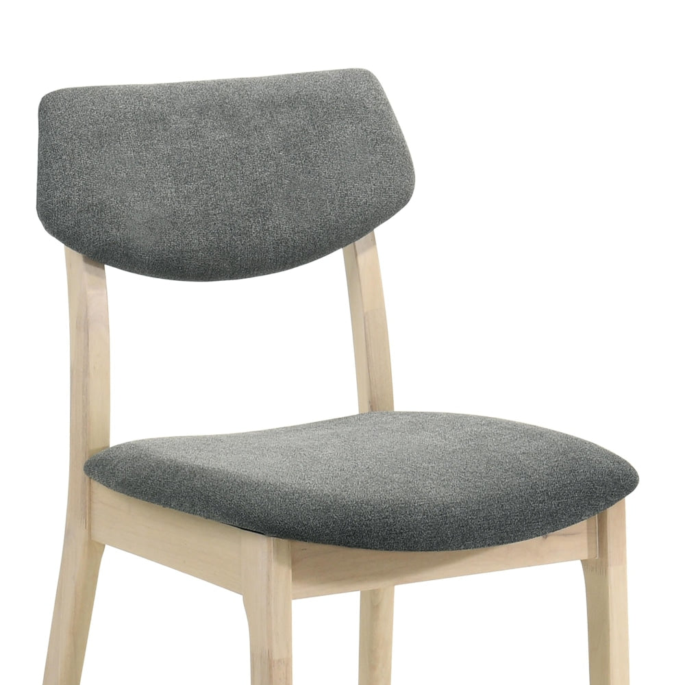 Set Of 2 Soye Wooden Fabric Kitchen Dining Chair - White Washed Oak & Grey Fast shipping On sale