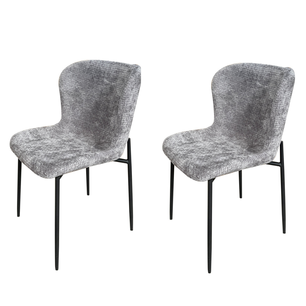 Set Of 2 Spinel Fabric Kitchen Dining Chair Metal Legs Grey/Black Fast shipping On sale