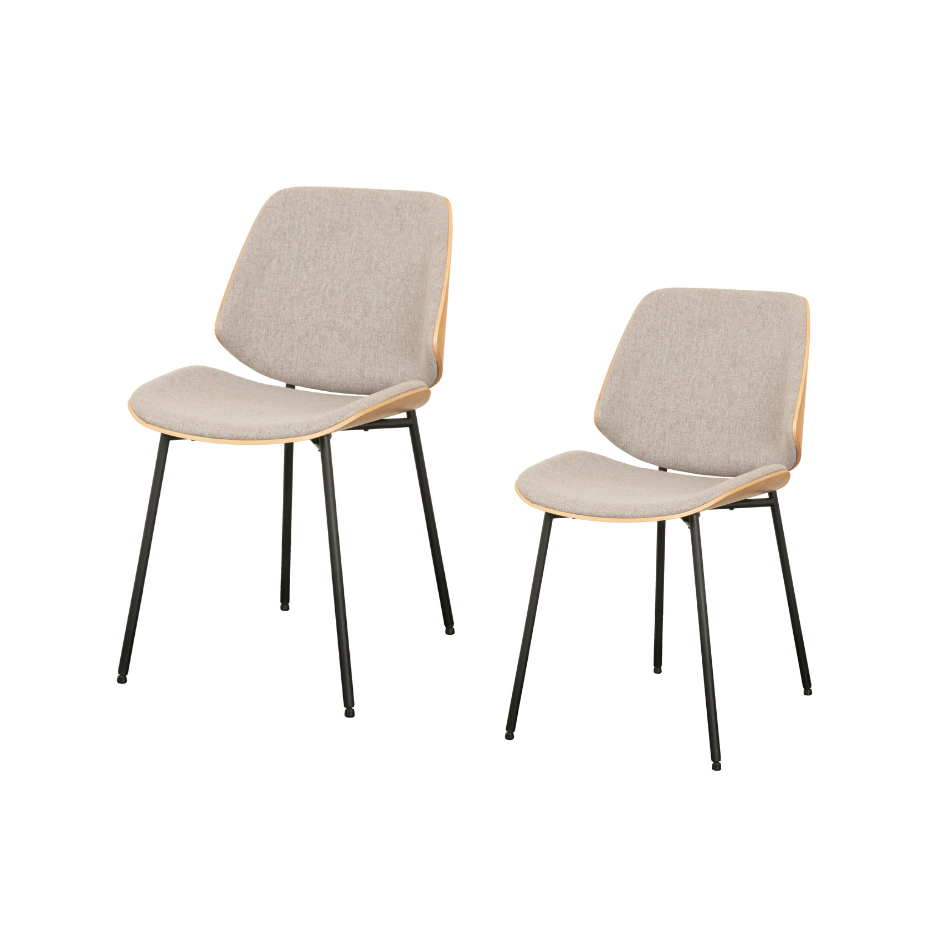 Set Of 2 Stylish Modern Fabric Kitchen Dining Chairs Wooden Frame - Light Grey Chair Fast shipping On sale