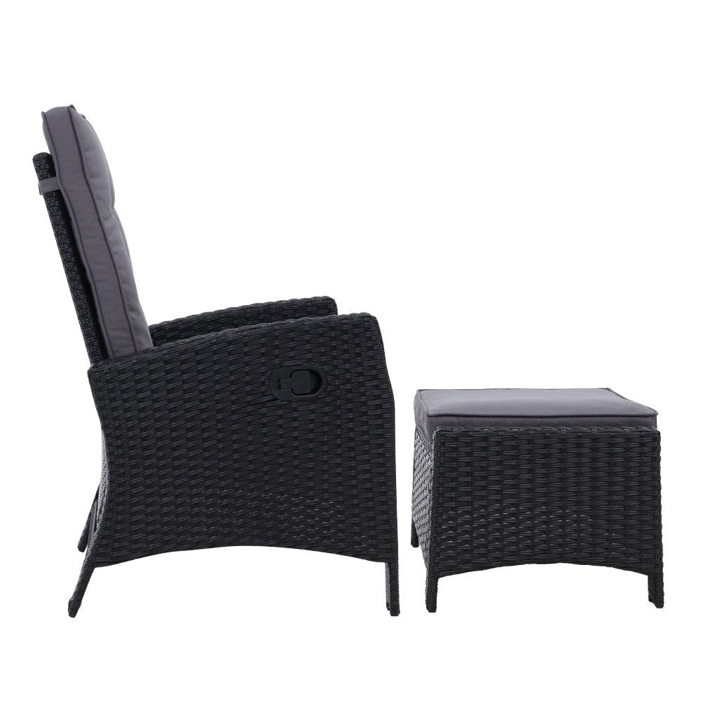 Set of 2 Sun lounge Recliner Chair Wicker Lounger Sofa Day Bed Outdoor Chairs Patio Furniture Garden Cushion Ottoman Gardeon Sets Fast