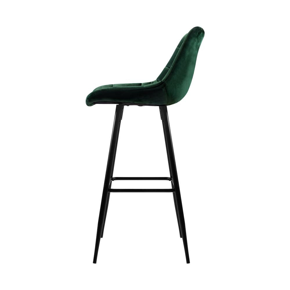 Set of 2 Velvet Bar Stools - Green Stool Fast shipping On sale