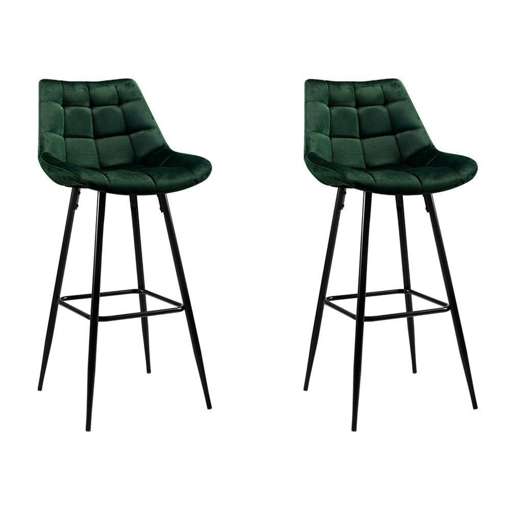 Set of 2 Velvet Bar Stools - Green Stool Fast shipping On sale