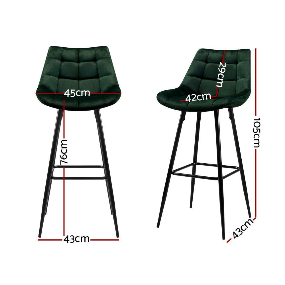 Set of 2 Velvet Bar Stools - Green Stool Fast shipping On sale