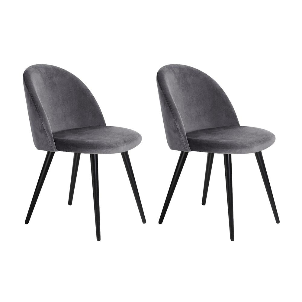 Set of 2 Velvet Modern Dining Chair - Dark Grey Fast shipping On sale