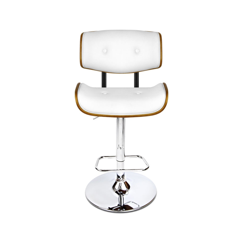Set of 2 Wooden Gas Lift Bar Stool - White and Chrome Fast shipping On sale