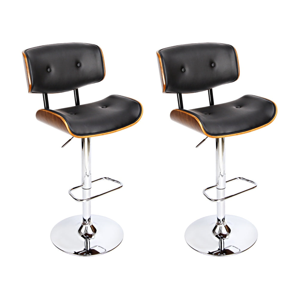 Set of 2 Wooden Gas Lift Bar Stools - Black and Chrome Stool Fast shipping On sale
