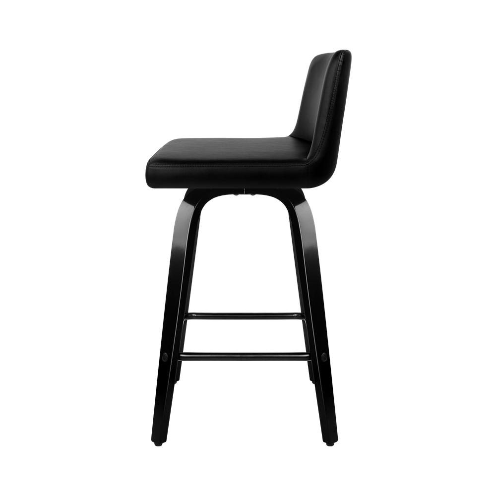 Set of 2 Wooden PU Leather Bar Stool - Black Fast shipping On sale