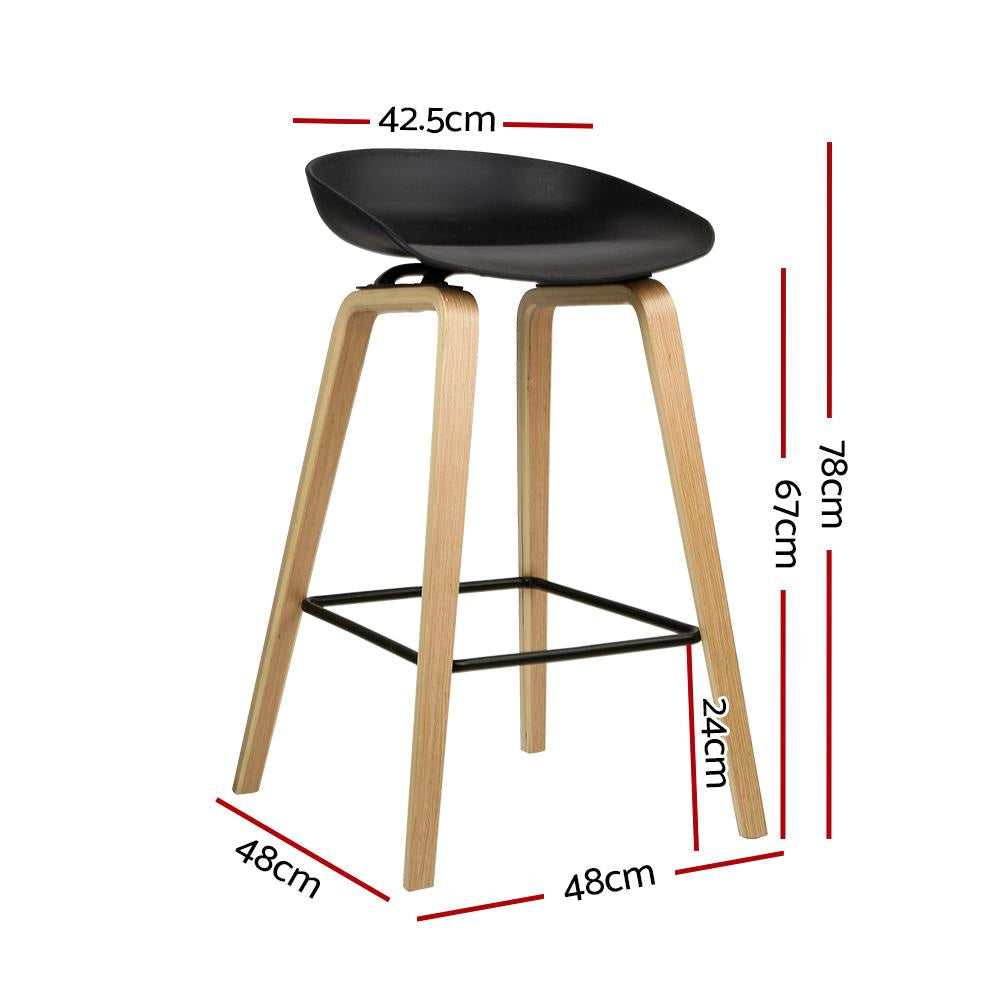 Set of 2 Wooden Square Footrest Bar Stools - Black Stool Fast shipping On sale