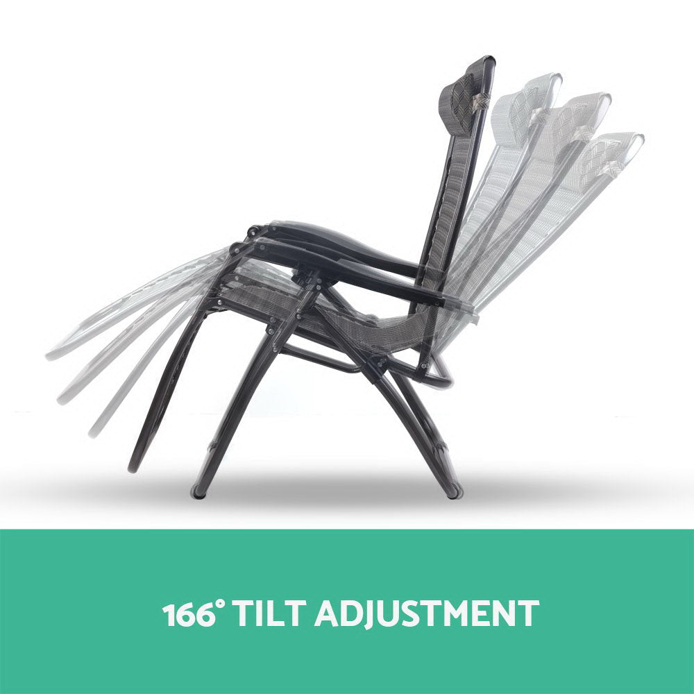 Set of 2 Zero Gravity Chairs Reclining Outdoor Furniture Sun Lounge Folding Camping Lounger Grey Sets Fast shipping On sale