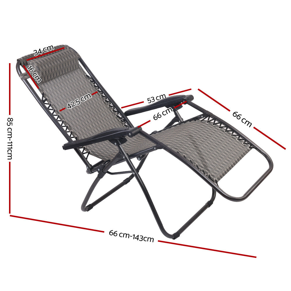 Set of 2 Zero Gravity Chairs Reclining Outdoor Furniture Sun Lounge Folding Camping Lounger Grey Sets Fast shipping On sale