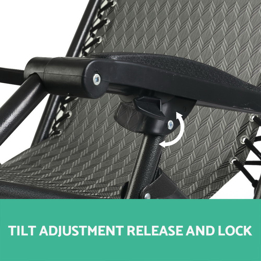 Set of 2 Zero Gravity Chairs Reclining Outdoor Furniture Sun Lounge Folding Camping Lounger Grey Sets Fast shipping On sale