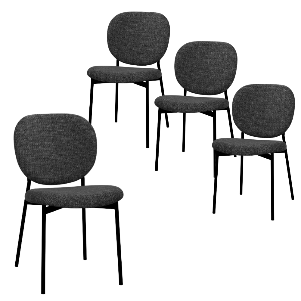 Set Of 4 Archie Fabric Kitchen Dining Chair Metal Legs Black Fast shipping On sale