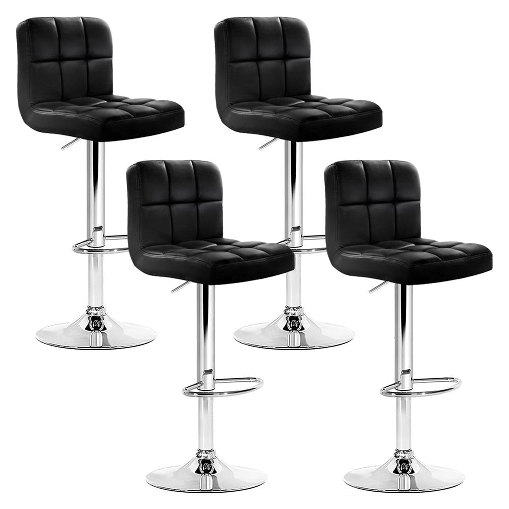 Set of 4 Bar Stools Gas lift Swivel - Steel and Black Stool Fast shipping On sale