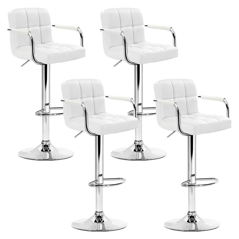 Set of 4 Bar Stools Gas lift Swivel - Steel and White Stool Fast shipping On sale