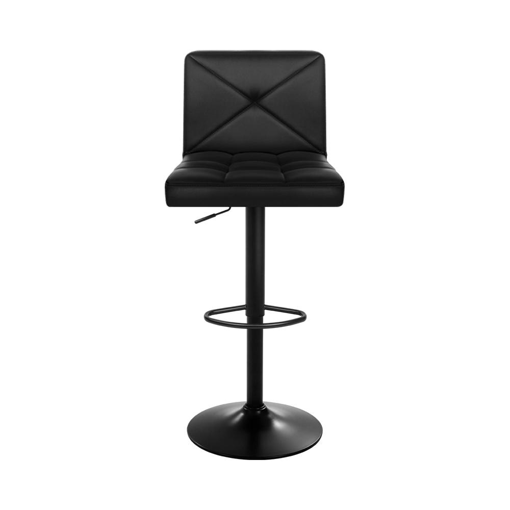 Set of 4 Bar Stools PU Leather Criss Cross Style - Black and Chrome Stool Fast shipping On sale