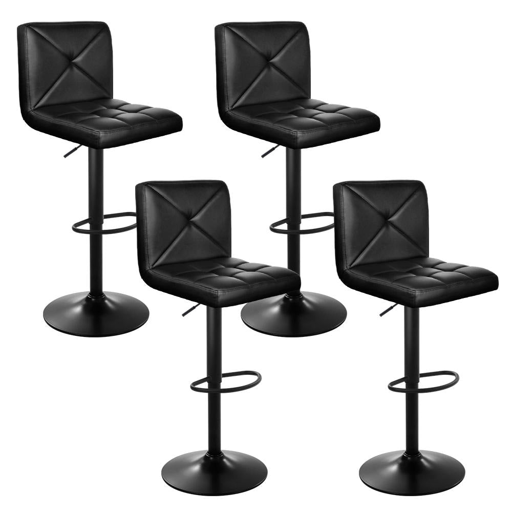 Set of 4 Bar Stools PU Leather Criss Cross Style - Black and Chrome Stool Fast shipping On sale