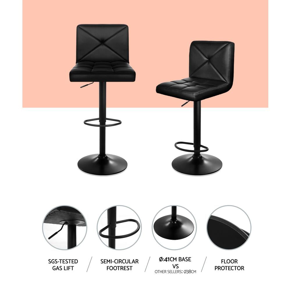 Set of 4 Bar Stools PU Leather Criss Cross Style - Black and Chrome Stool Fast shipping On sale