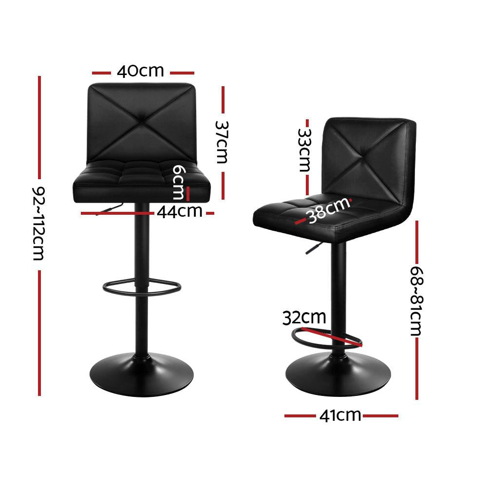 Set of 4 Bar Stools PU Leather Criss Cross Style - Black and Chrome Stool Fast shipping On sale