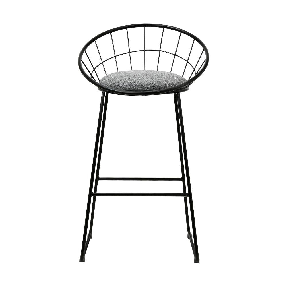 Set of 4 Bar Stools Steel Fabric - Grey and Black Stool Fast shipping On sale