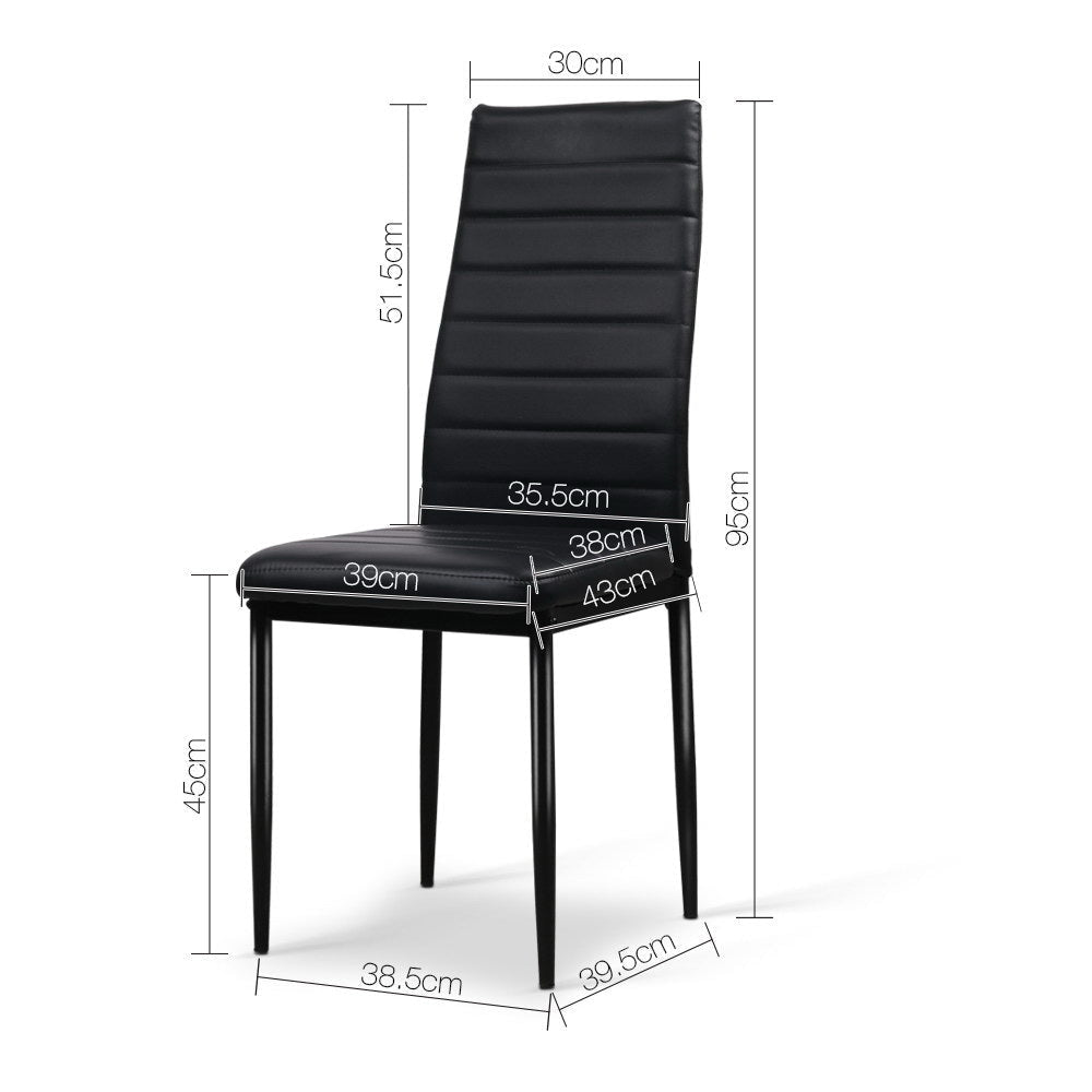 Set of 4 Dining Chairs PVC Leather - Black Chair Fast shipping On sale
