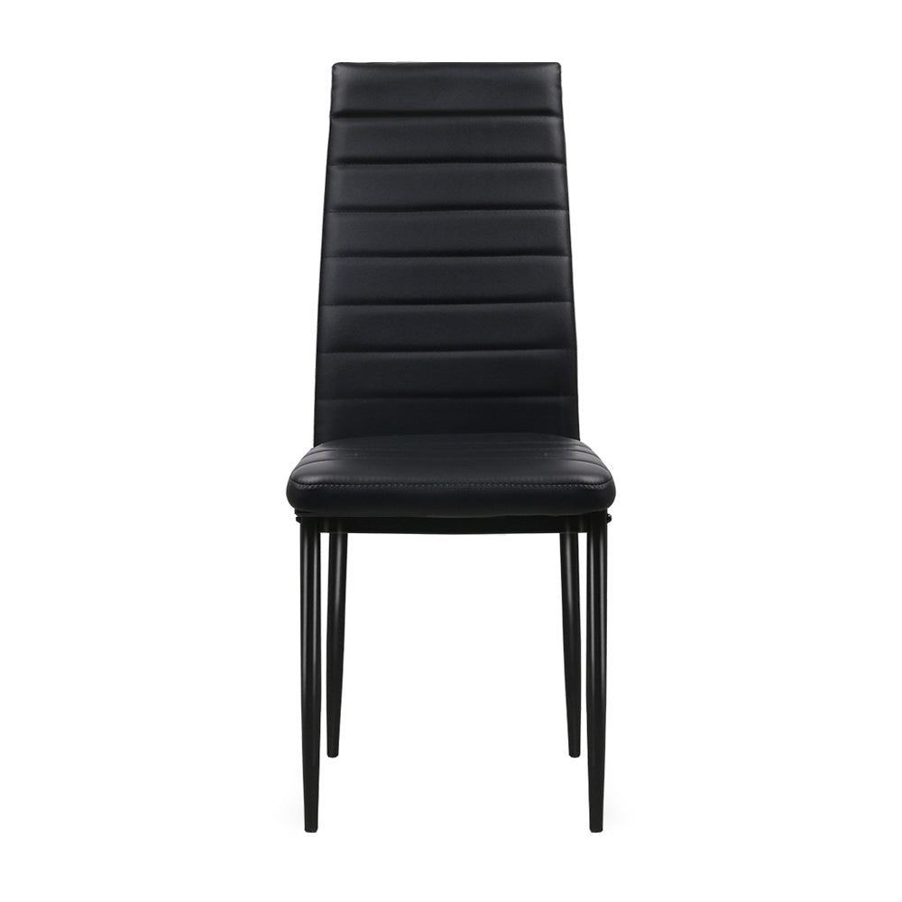 Set of 4 Dining Chairs PVC Leather - Black Chair Fast shipping On sale