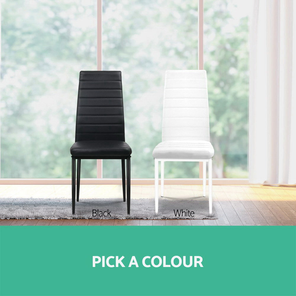 Set of 4 Dining Chairs PVC Leather - Black Chair Fast shipping On sale