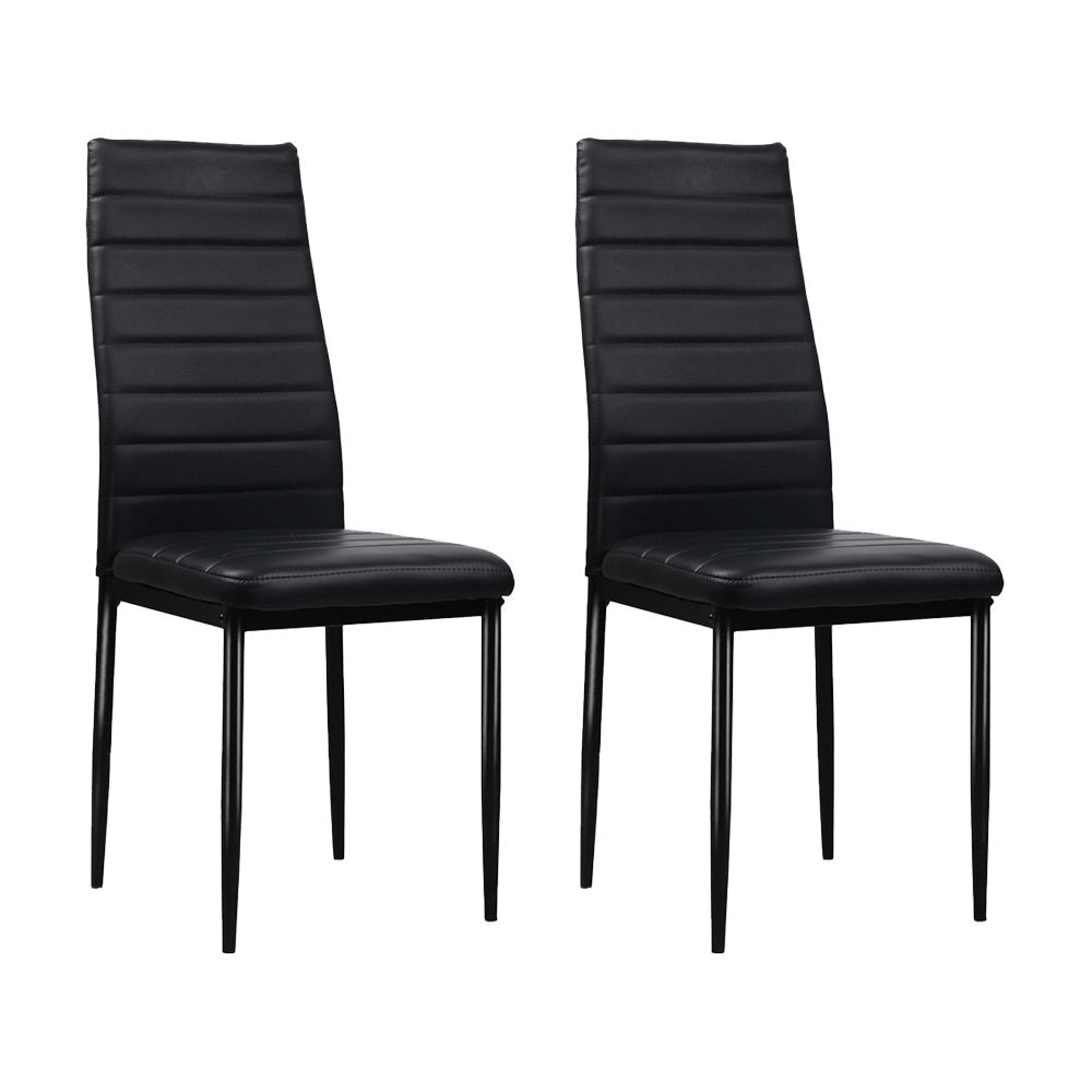 Set of 4 Dining Chairs PVC Leather - Black Chair Fast shipping On sale