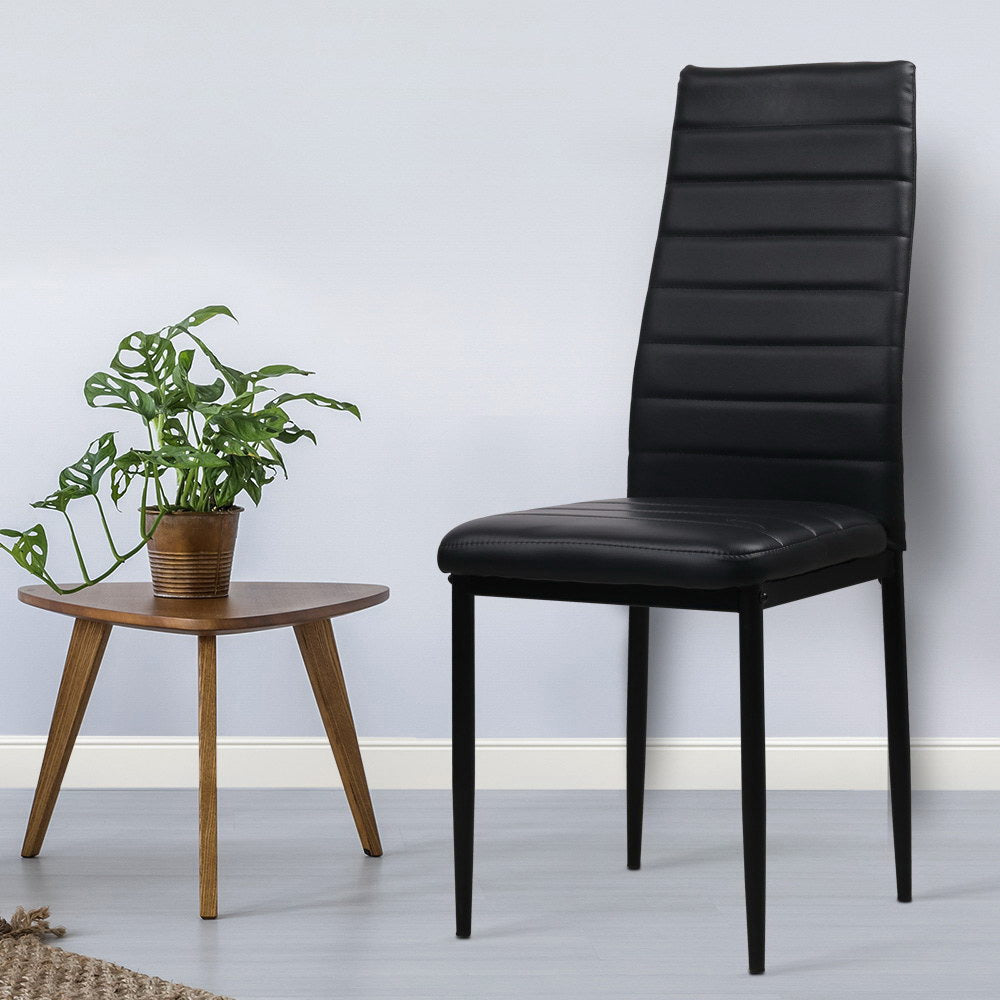Set of 4 Dining Chairs PVC Leather - Black Chair Fast shipping On sale