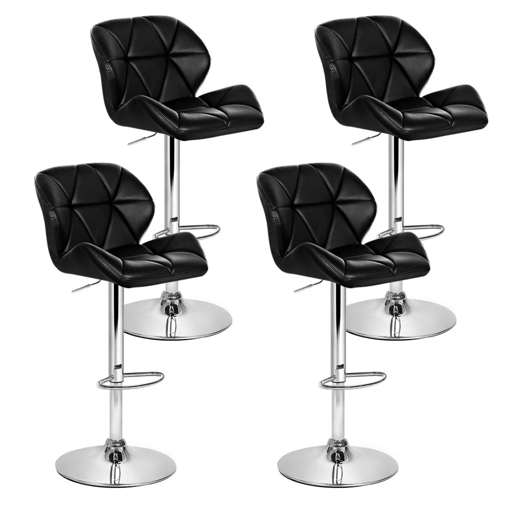 Set of 4 Kitchen Bar Stools - Black and Chrome Stool Fast shipping On sale