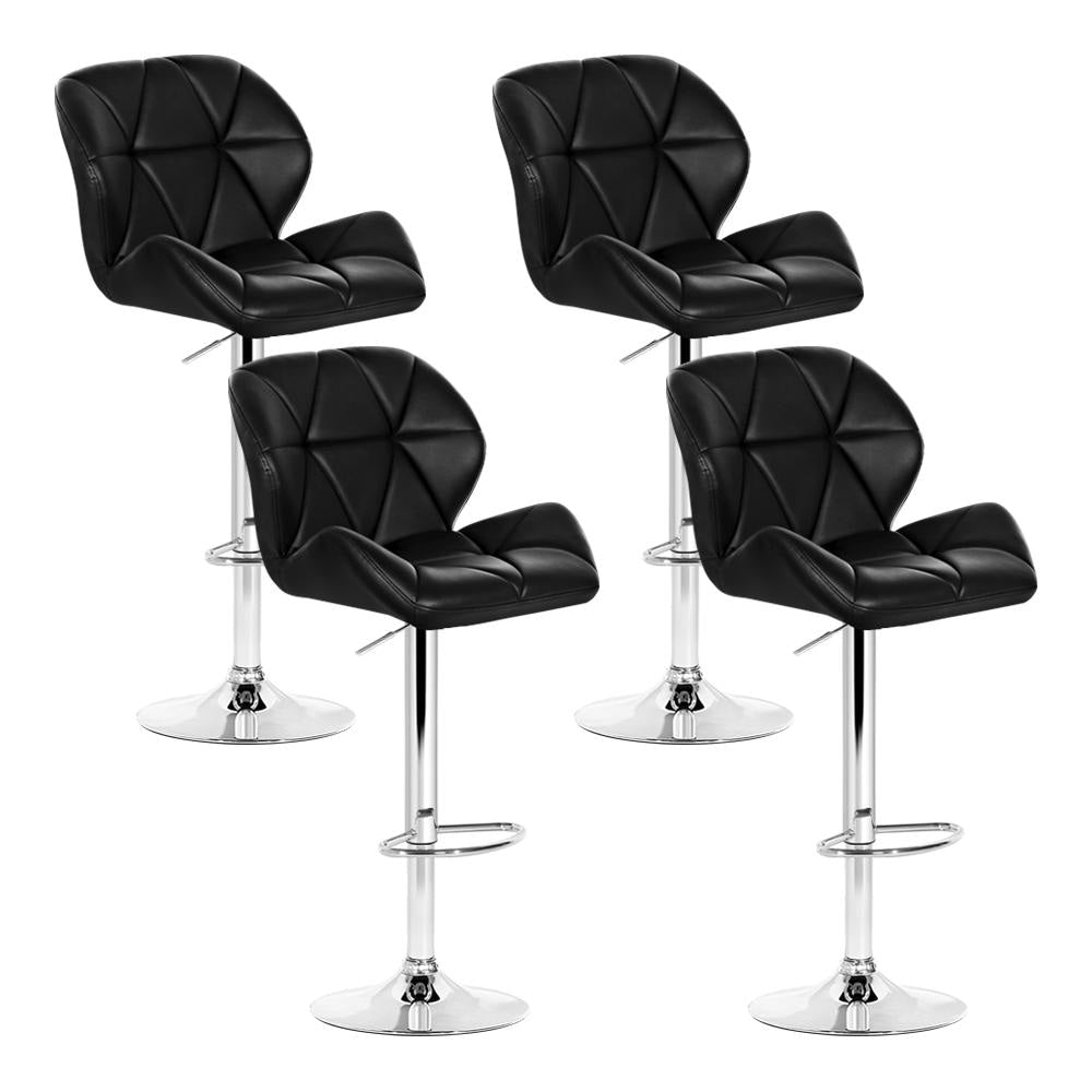 Set of 4 Kitchen Bar Stools - Black and Chrome Stool Fast shipping On sale