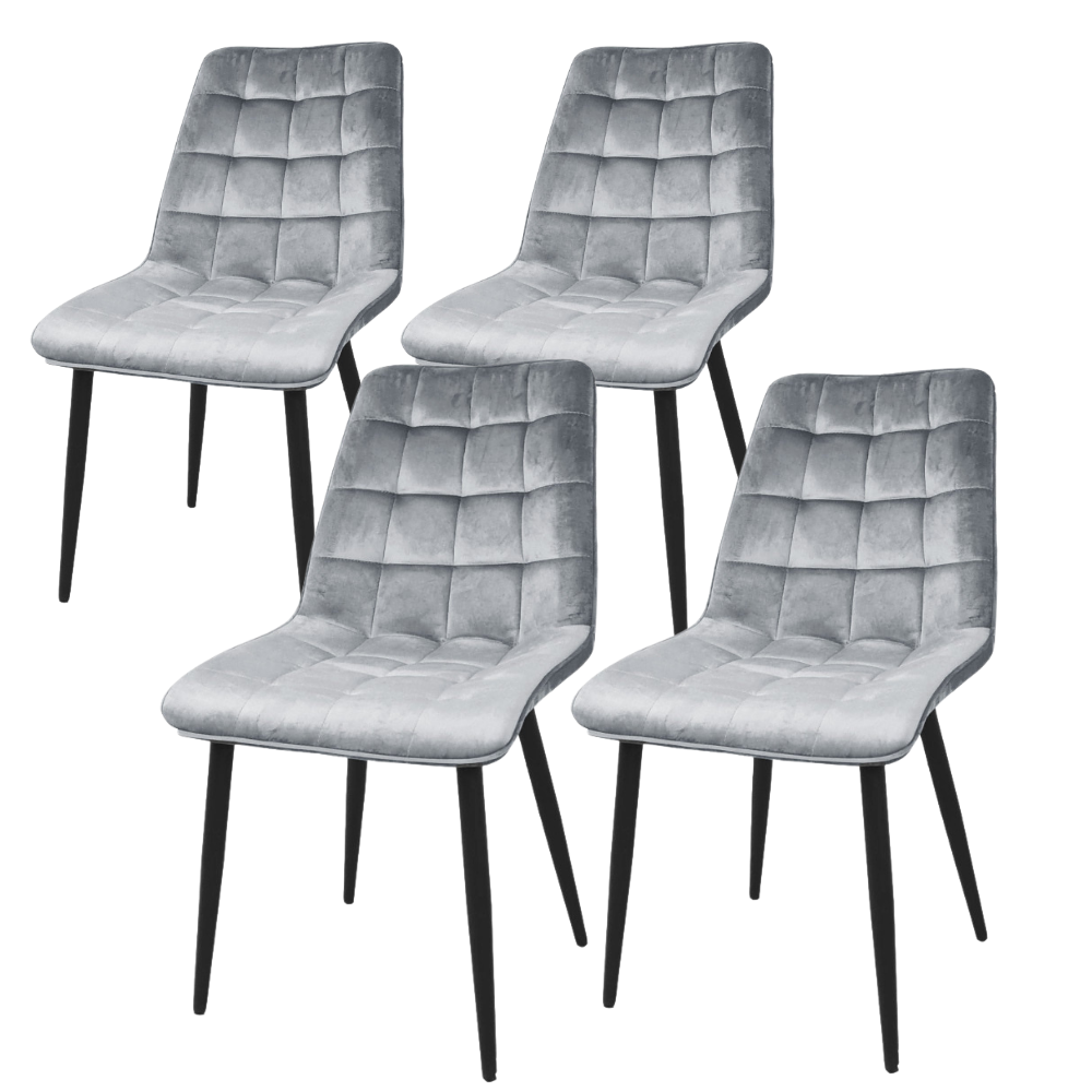 Set of 4 Lainey Fabric Velvet Kitchen Dining Chair Metal Legs Bluish Grey Fast shipping On sale