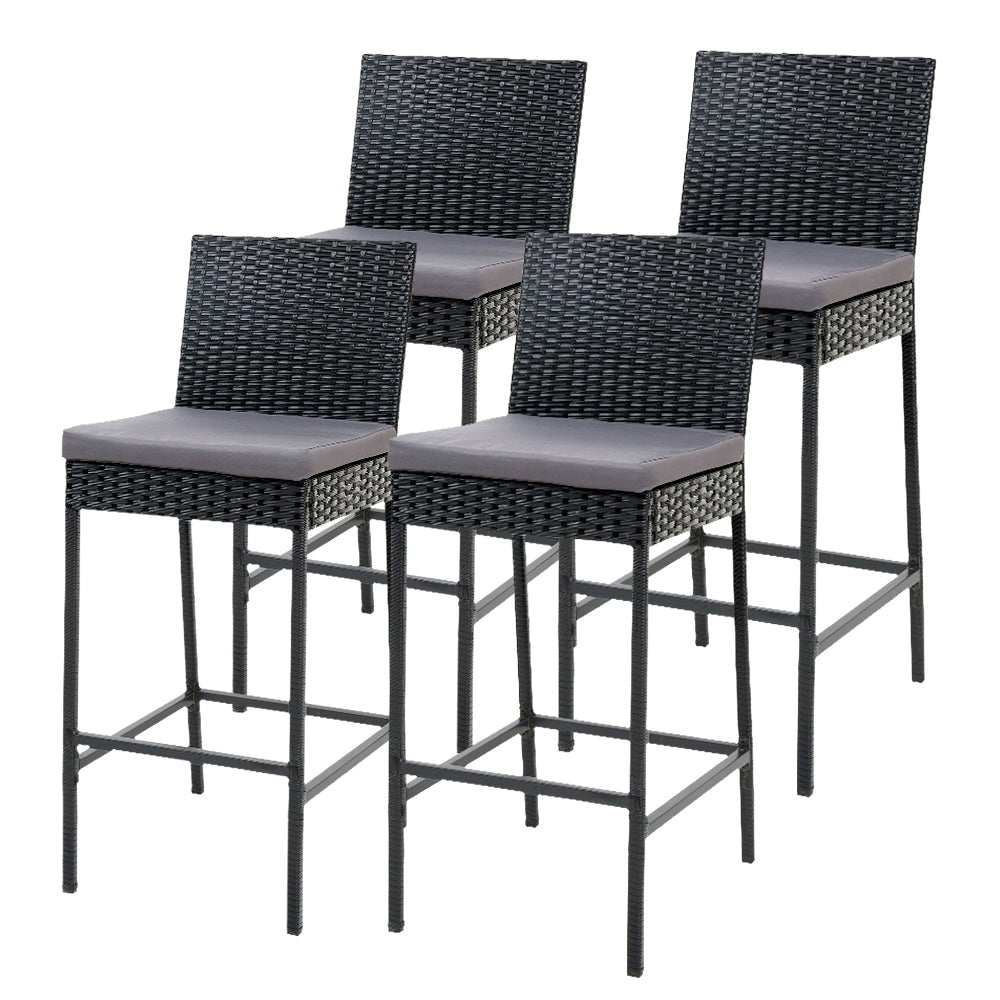 Set of 4 Outdoor Bar Stools Dining Chairs Wicker Furniture Fast shipping On sale