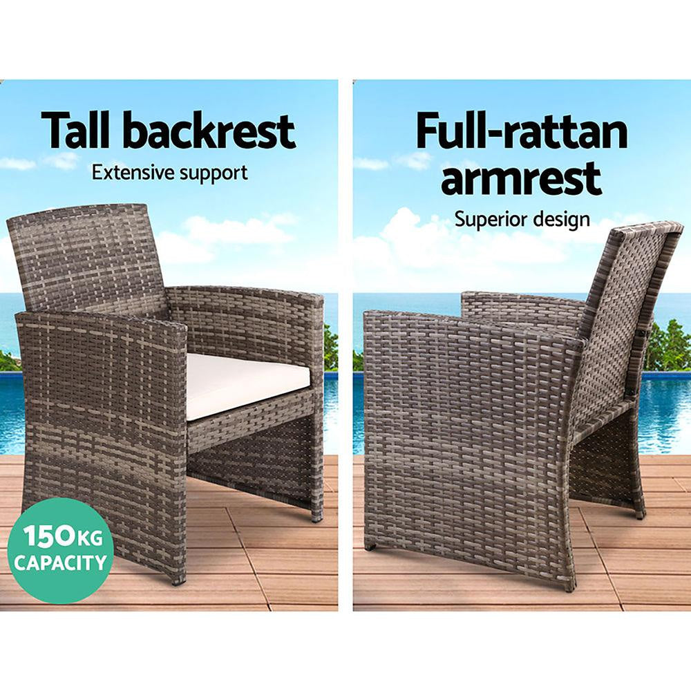 Set of 4 Outdoor Wicker Chairs & Table - Grey Sets Fast shipping On sale