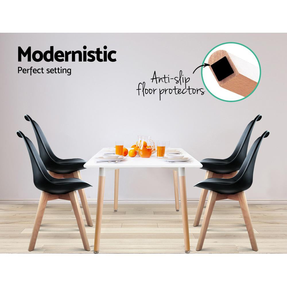 Set of 4 Padded Dining Chair - Black Fast shipping On sale