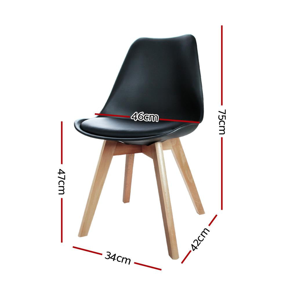Set of 4 Padded Dining Chair - Black Fast shipping On sale