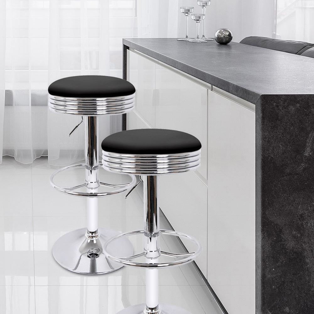 Set of 4 PU Leather Backless Bar Stools - Black and Chrome Stool Fast shipping On sale
