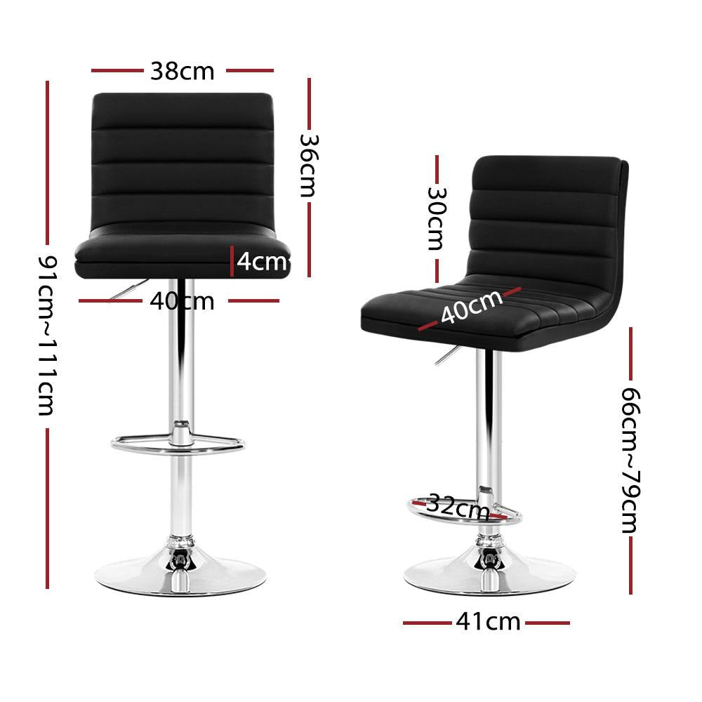 Set of 4 PU Leather Lined Pattern Bar Stools- Black and Chrome Stool Fast shipping On sale