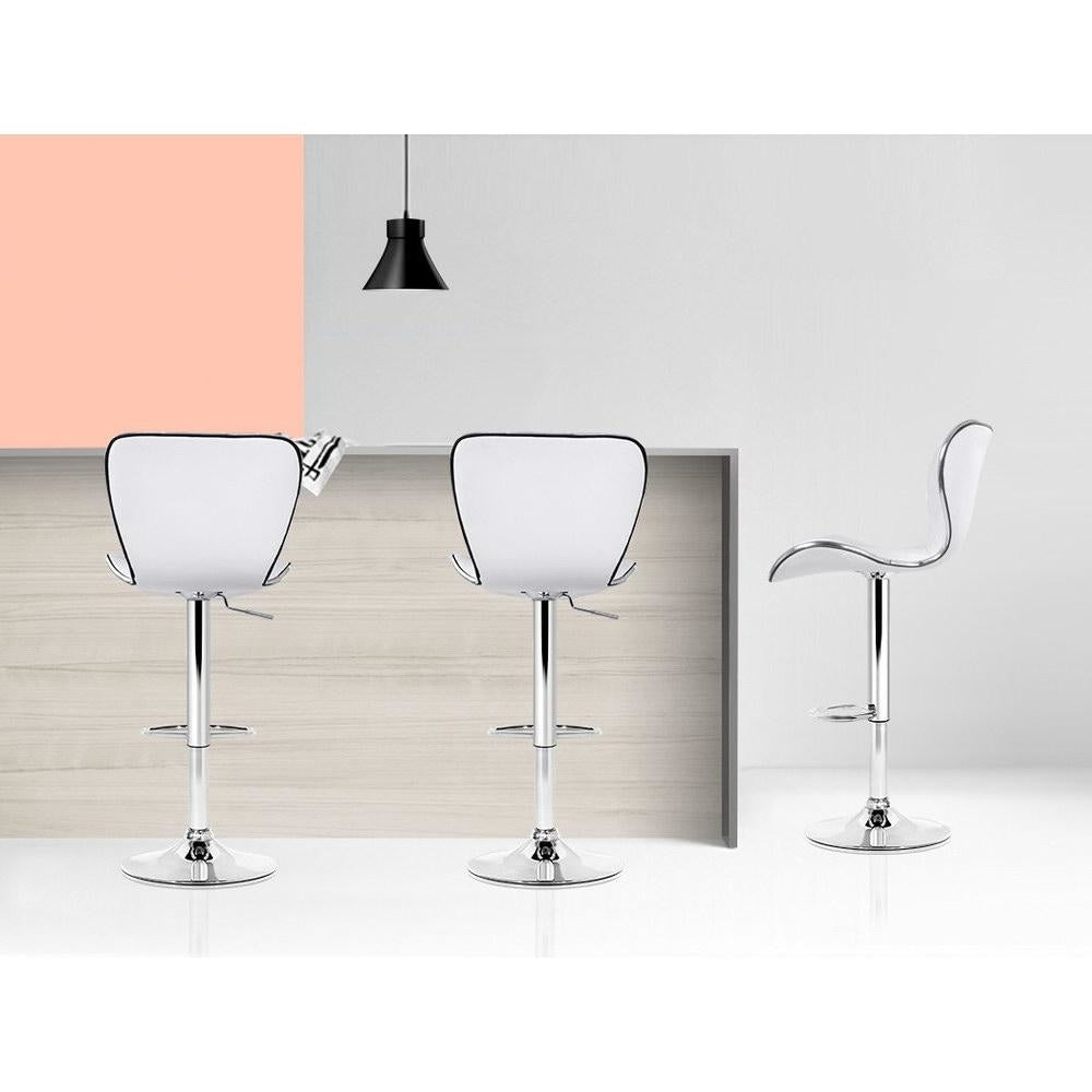 Set of 4 PU Leather Patterned Bar Stools - White and Chrome Stool Fast shipping On sale