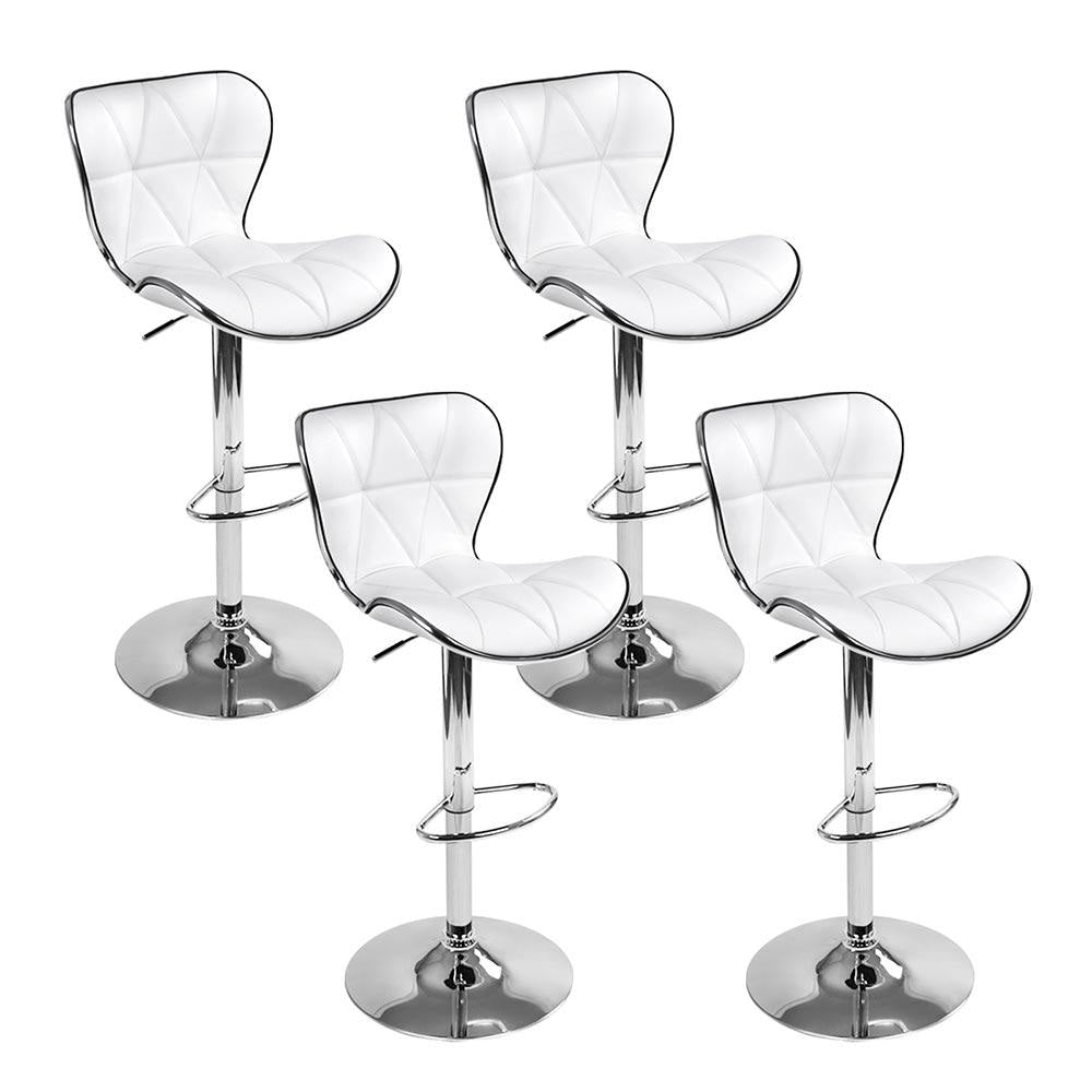 Set of 4 PU Leather Patterned Bar Stools - White and Chrome Stool Fast shipping On sale