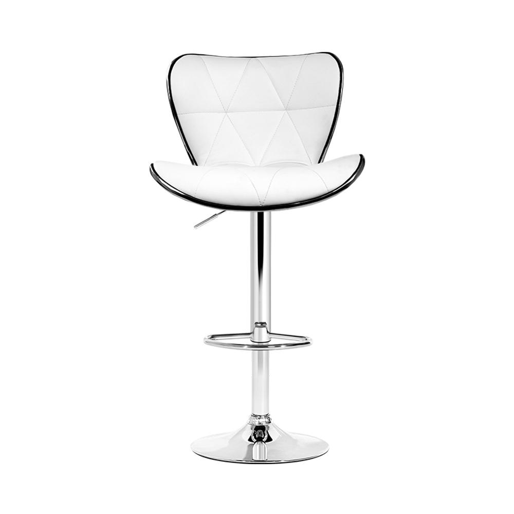 Set of 4 PU Leather Patterned Bar Stools - White and Chrome Stool Fast shipping On sale