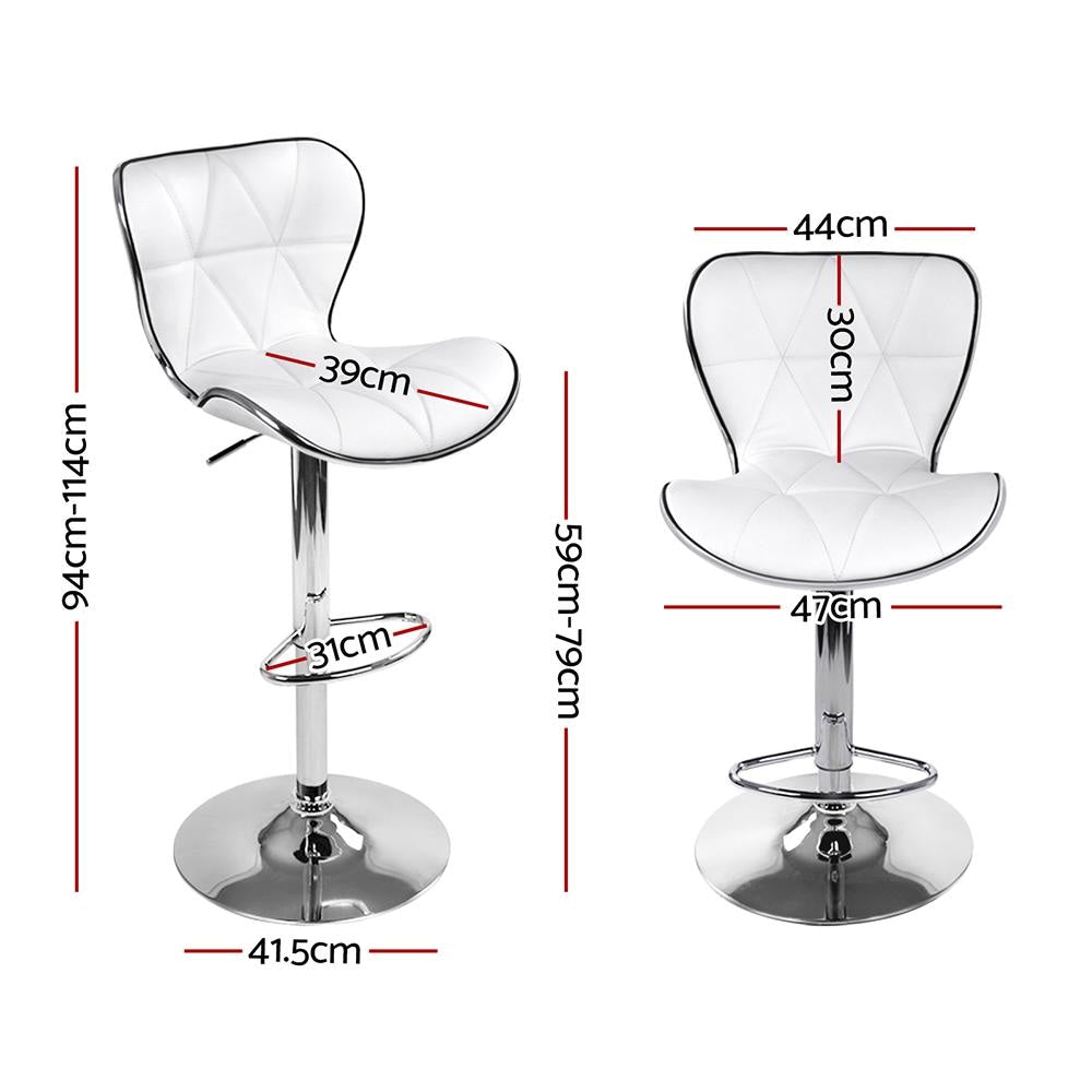 Set of 4 PU Leather Patterned Bar Stools - White and Chrome Stool Fast shipping On sale