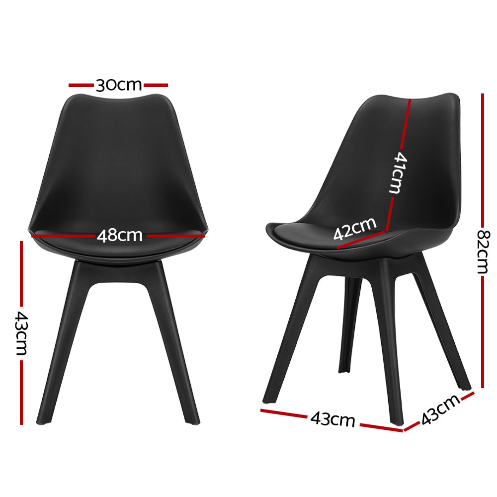 Set of 4 Retro Padded Dining Chair - Black Fast shipping On sale