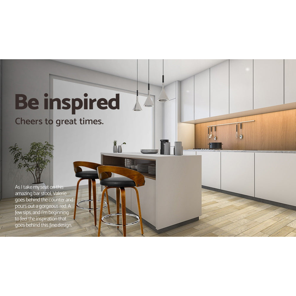 Set of 4 Walnut Wood Bar Stools - Black and Brown Stool Fast shipping On sale