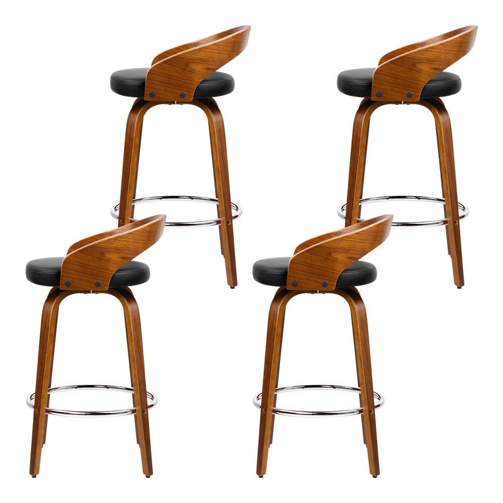 Set of 4 Walnut Wood Bar Stools - Black and Brown Stool Fast shipping On sale