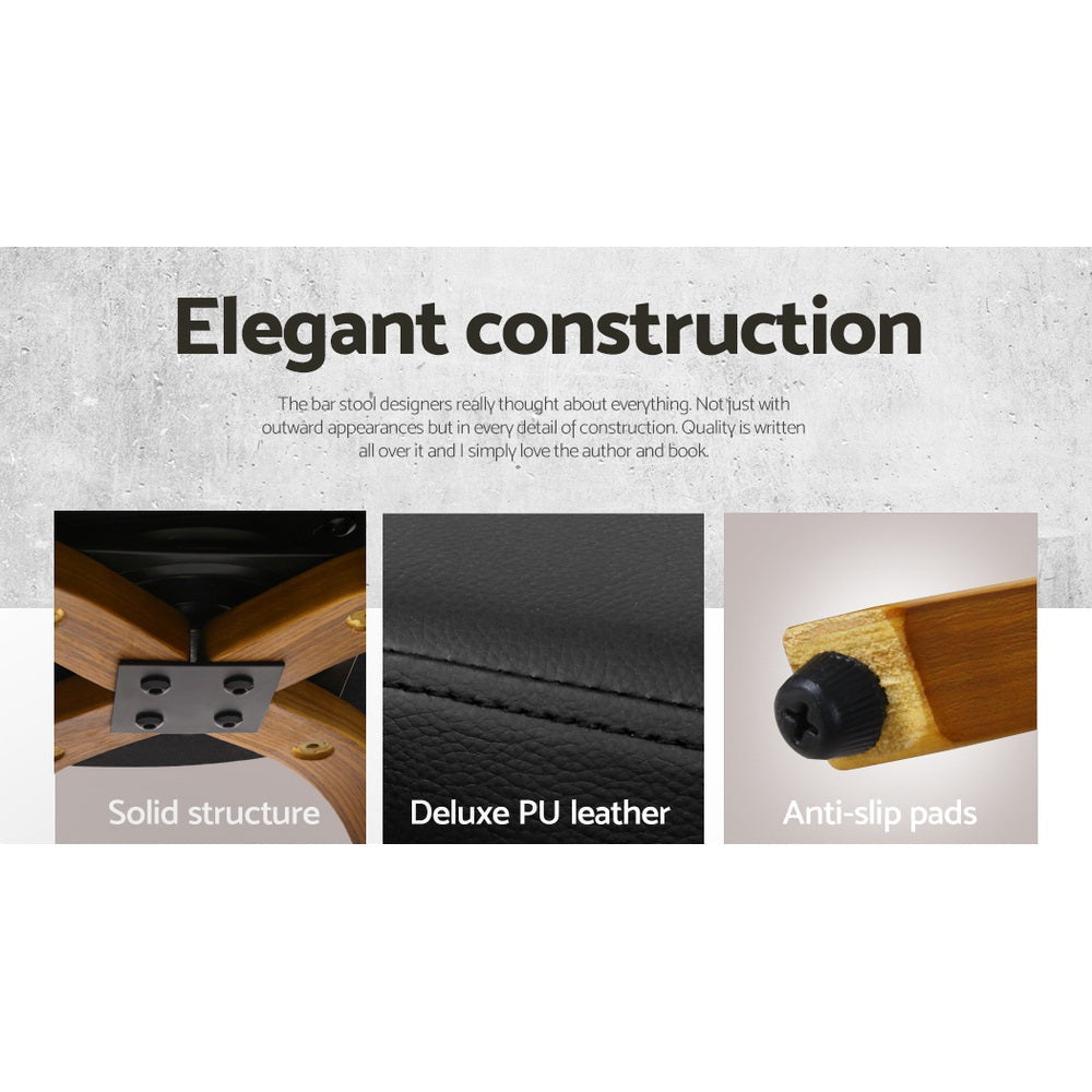 Set of 4 Walnut Wood Bar Stools - Black and Brown Stool Fast shipping On sale