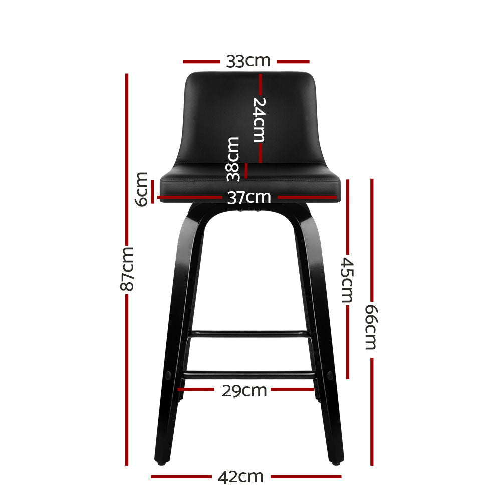 Set of 4 Wooden PU Leather Bar Stool - Black Fast shipping On sale