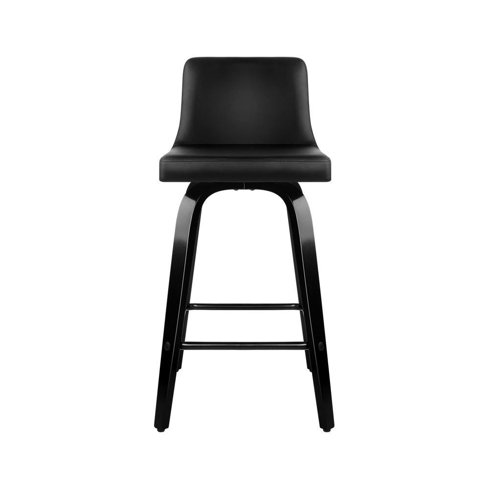 Set of 4 Wooden PU Leather Bar Stool - Black Fast shipping On sale