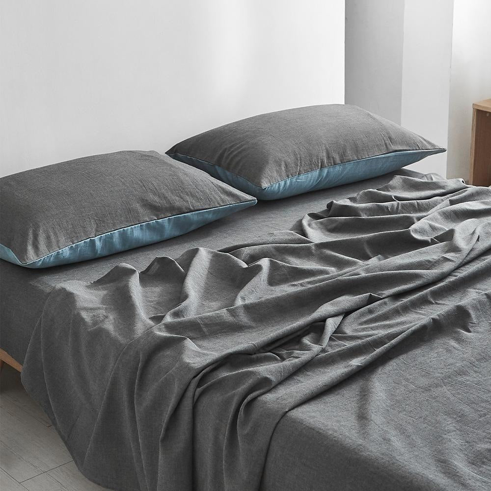 Sheet Set Cotton Sheets Double Blue Dark Quilt Cover Fast shipping On sale