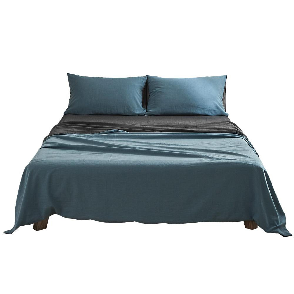 Sheet Set Cotton Sheets Double Blue Dark Quilt Cover Fast shipping On sale